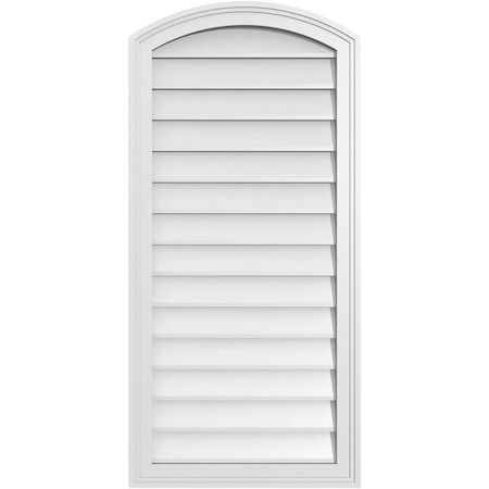 Ekena Millwork Arch Top Surface Mount PVC Gable Vent: Functional, w/ 2"W x 1-1/2"P Brickmould Frame, 20"W x 42"H GVPAR20X4202SF